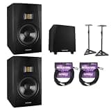 ADAM Audio Adam Professional Audio T7V T-Series Active Nearfield Monitor (2 Pack) Bundle T10S 130W 10" Active Subwoofer, On-Stage SMS6000-P Studio Monitor Stand, Kellards to MIDI Cable (2 Pack)