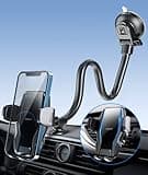 APPS2Car 13" Gooseneck Phone Mount for Car Windshield Dashboard Vent, Cell Phone Holder for Car Truck with Strong Suction Cup, Anti-Shake Stabilizer, One-Hand Operation, Fits Most Smartphones