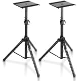 Pyle Adjustable Speaker Stand Pair – Dual Studio Monitor Tripod with Metal Base, Anti-Slip Speaker Pads, Height Adjustment from 34” to 53” – Ideal for Home, Studio, and DJ Use, 90 lbs Weight Capacity