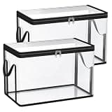 2 Pack Large Clear Storage Bags With Handles, Thick Pvc Organizers For Clothes, Heavy-duty Moving Duffle Bags, Ideal For Home & Travel Black
