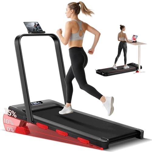Walking Pad with 15% Incline, Portable Under Desk Treadmill, Foldable Treadmills for Home, 2.5 HP Quiet Walking Pad with 300 LBS Capacity