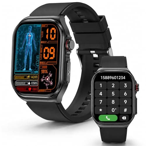 Zonelnnerh Smart Watch for Men Women, 2.04" AMOLED Display, 24/7 Heart Rate, Blood Pressure, Sleep, Stress, Body Composition Tracking, 150 Sport Modes, Black