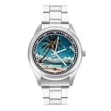 FodPand Analog Men Stainless Steel Band Watch Big Face Silver Wristwatch