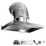 Portable Range Hood for Kitchen BBQ Restaurant - 23.6'' Ducted Under Cabinet Stainless Steel Stove Vent Hood, φ12-Inch Air Duct, Temporary Movable Desktop Range Hood Kit(10 Feet Hose, φ12'' Fan)