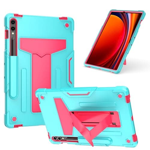 Tablet Cases Case Compatible with Samsung Galaxy Tab S9 Plus 12.4" 2023 X810/X816B/X818U,with Kickstand Three-Layer Hybrid Full Body Case Rugged Shock-Proof Fall Protection Cover Tablet PC Case(AQUA+R