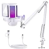 MAONO USB Gaming Microphone with Noise Cancellation, Computer PC Mic with Boom Arm, RGB Light, Mute, Gain, Monitoring Streaming Mic for Podcast, YouTube, Twitch, Discord, PS5/4, GamerWave DGM20S