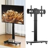 Swivel Floor Mount TV Stand for 40-80 Inch TVs, Movable and Height Adjustable Tall TV Stand with Power Outlet for Bedroom, Office