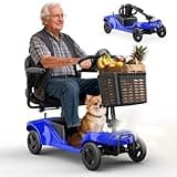 Mobility Scooter,4 Wheel Mobility Scooter,15 Miles Range,300W Motor, 300LBS Capacity,Lightweight and Portable,with LED Headlights and Basket,Charger Included,Blue
