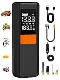 AIRSURE Tire Inflator Portable Air Compressor, 5X Faster Air Pump for Car Tires, 150PSI Cordless Tire Pump with Powerful Battery, Digital Gauge, 12V DC & Auto Shut-Off for Car, Bike, Motorcycle, Balls