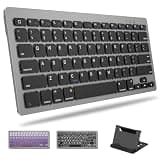 OMOTON Upgraded Rechargeable Bluetooth Keyboard for iPad, with Adjustable Stand Holder and 2 Key Stickers, Compact Portable Wireless Keyboard for iPad 11th A16, 10th, Pro, Air, Mini, Grey