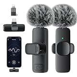 SUDEHO 2-Pack Wireless Lavalier Microphone, Noise-Cancelling Clip-On Design, USB-C Receiver for Android Phones (Velvetblack, Small)