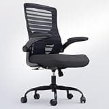 QLTPLUS Office Desk Chair for Long Hours & Lower Back Pain Relief – 4“ Thick Molded Foam Cushion, Enhanced Lumbar Support, Padded Flip-up Armrests, Ideal for Office or Study, Black