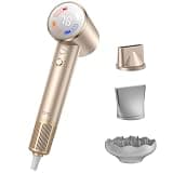 IQYQ Diffuser Hair Dryer, Ionic Negative for Curly Hair, Grip-Sensor On/Off for Fast Drying, 200M Ionic Negative for Frizz Reduce, Low Noise Thermo-Control Blow Dryer with Diffuser Women Travel