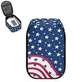 Hechitok American Flag Stars Lightweight Blood Pressure Monitor Carrying Pouch for Standard Upper Arm BP Devices with Smooth Zipper Access Mesh Storage