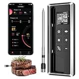 Wireless Meat Thermometer with Smart Timer & APP Control, 800ft Bluetooth Grill Food Thermometer - 0.19In-Ultra Thin Probe, ±0.5℉ Accuracy, Digital Backlit Screen for BBQ, Oven, Smoker, Kitchen