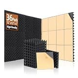 SD SODOCT 36 Pack Acoustic Foam Panels with Self Adhesive 12" X 12" X 2" Sound Proof Foam Panels for Walls High Density Egg-Crate Soundproof Wall Panels for Studio Office Gaming Room