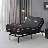 Twin XL Adjustable Bed Frame and 14 inch Memory Foam Mattress, Independent Head and Foot Incline Electric Bed with Massage, Wireless Remote, Zero Gravity, LED Lights, 2 USB Ports, Adjustable 12" Legs