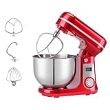 Stand Mixer, Large Electric Whisk, 6L Food Mixers for Baking, Splash Guard, 1200W Tilt-Head Food Mixer, Electric Kitchen Mixer with Bowl, Dough Hook, Wire Whip & Beater