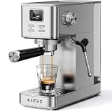 Kismile Espresso Machine 20 Bar, Compact Professional Espresso Maker with Milk Frother and Visual Pressure Gauge, Stainless Steel Coffee Machine with 47oz Removable Water Tank for Cappuccino, Latte