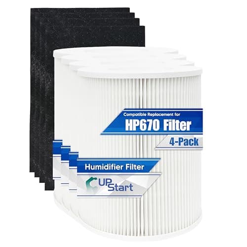 4-Pack H-HF670-VP Filter & Pre-Filters Set for Hunter HP670 HEPA Air Purifier Replacement Filters - Compatible with Hunter HP670 Filter Model Activated Carbon Pre Filter H-HF670 HF670 Prefilter Parts