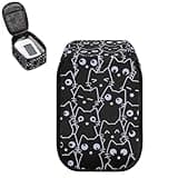 Hechitok Cat Pattern Blood Pressure Monitor Storage Pouch, Anti-Dust Protective Bag with Smooth Glide Zipper, Inner Mesh Net Fits Most Standard Sizes