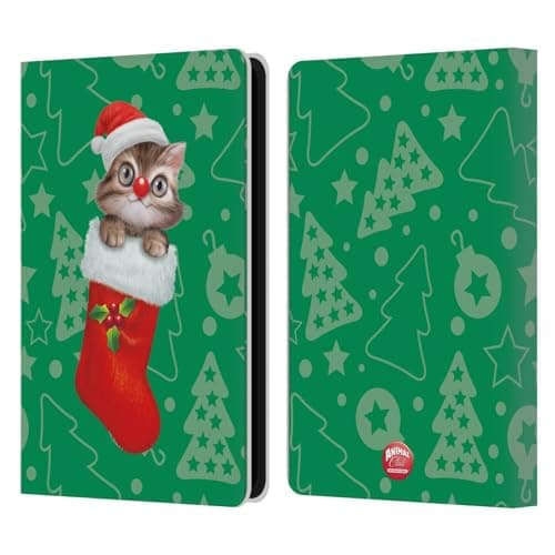 Head Case Designs Officially Licensed Animal Club International Cat Christmas Socks Leather Wallet Case Compatible with Kindle Paperwhite 5 (2021)