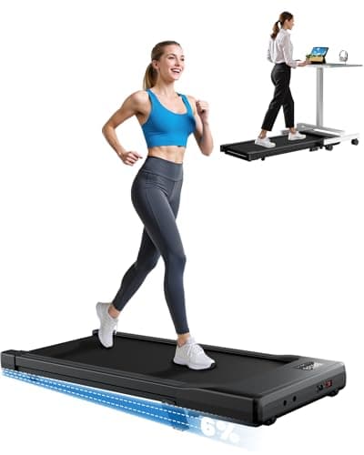 DeerRun Under Desk Walking Pad Treadmill for Home Office & Small Spaces, 6% Manual Incline, 0.6–3.8 MPH Walking Speed, 2.5 HP, 300 lb Capacity, App & Remote Control