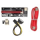 BAXYADEX PCIe Riser 1X to 16X Graphics Extension, USB 3.0 Powered Adapter Card with 60cm Cable, Dual 6PIN GPU Power for Mining Rig, Compatible with Linux macOS