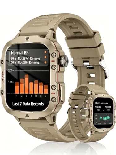 mkzea Blood Pressure Watch Men, IP68 Waterproof Blood Pressure Watch, 1.96" High-Resolution Touch Screen Smart Fitness Tracker with 100+ Sport Modes Compatible with Android and iOS
