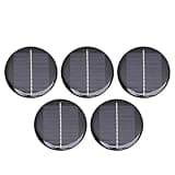 Vvikizy Round Solar Panel, 5pcs 60mm Monocrystalline Silicon Solar Cell Panels 0.28W, with High Conversion Rate for DIY Chargers Small Electronic Devices