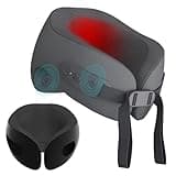 WELLPEAK Portable Neck Travel Pillow with Heat and Vibration Massage, 3 Massage Modes, 15 Mins Timer, Voice Prompt, Soft Memory Foam, for Men Women Neck Pain Relief Relaxation at Home, Office, Travel