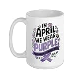 In April We Wear Purple Porphyria Awareness Ceramic Mug, White, 15oz