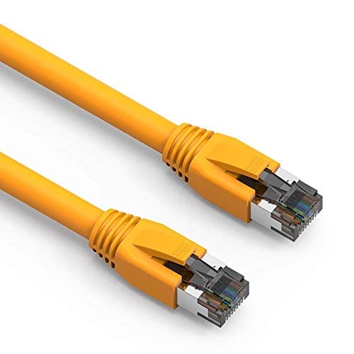Cable Central LLC Yellow Cat 8 Ethernet Cable 10 Ft (100 Pack) 40 Gbps High Speed S/FTP Cat 8 Internet Cable for Router, Modem - Professional Series Network Cord with 2000mhz - 10 Feet Ethernet Cable