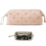 Stratalife Quilted Hair Tools Travel Bag with Polishing Cloth Compatible with Dyson Airwrap Shark Flex Style, Portable Toiletry Bag Hair Dryer Curling Iron Carrying Case Travel Essentials Pink Bow