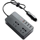 150W Power Inverter DC 12V to 110V AC Car Converter 2 Outlets 4 USB Ports Charger Adapter with Switch and Current LCD Screen