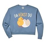 Womens Da Kükst Du I Funny Easter Eggs Children Chicken Chick Comfort Colors Crop Sweatshirt