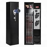 6 Gun Safe for Rifles and Pistols, Heavy Duty Steel Gun Cabinet, Large Digital Gun Locker with Adjustable Gun Racks & Removable Shelf, Anti-Theft Home Firearm Storage Safe
