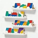 XNGZY Nursery Book Shelves, Set of 4 Floating Book Shelves, Scalloped Wall Bookshelf for Bedroom, White Decor for Nursery, Baby, Toddler Room