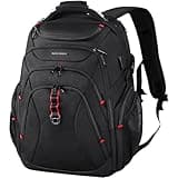 KROSER Travel Laptop Backpack 17.3 Inch XL Computer Backpack with Hard Shell Saferoom RFID Pockets Water-Repellent Business College Daypack Stylish Bag for Men/Women-Black