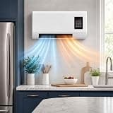 Wall Mounted Mini AC Heater Combo, 2-in-1 Cooling & Heating System for Bedroom RV, Quiet Ductless Fan with Smart Touch Control, Energy Saving Space Saver for Home Office