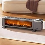 1800W Electric Baseboard Heater with Remote, 3-in-1 Space heater with Humidifier & 3D Realistic Flame Effect, 12H Timer, Overheat & Tip-Over Protection for Large Room Bedroom (Dark Grey)