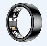 Kuxlagz Smart Ring, Fitness Tracking Smart Ring with Calories/Heart Rate/Blood Oxygen/Sleep Monitoring, No APP Subscription,IP68 Waterproof (Black, Size 8) (9#)