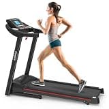 Fitshow Foldable Treadmill for Home with 4-Level Incline, 5" LCD, 250LB Capacity, Auto Folding, Bluetooth Music