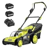 SEYVUM 40V 16-inch Cordless Lawn Mower with 45L Grass Collection Bag, 6 Position Height Adjustment Electric Lawn Mower, 2 x 20V 4.0Ah Battery Powered Push Lawnmower, 2.4A Fast Charger, Lemon Green