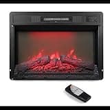 23" Electric Fireplace Insert Heater with Multicolor LED Flames, Remote, Timer, 1400W Heats 400 Sq Ft, Black