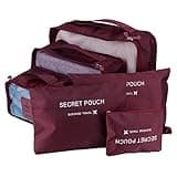 6 Pack Travel Packing Cubes Set – 3 Breathable Mesh Bags and 3 Storage Bags in Multiple Sizes – Lightweight Organizers for Luggage, Suitcase, and Travel Essentials – Pink (Burgundy)