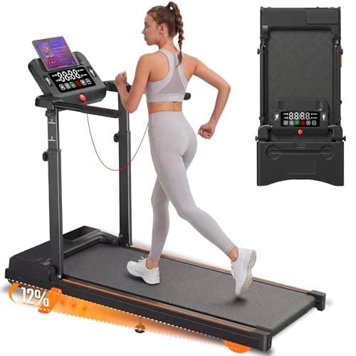 Walking Pad Treadmill for Home Small, 3.5HP Foldable Under Desk Treadmill with Incline, Compact Running Machine with Handle Bar for 350 Lbs Capacity(L)