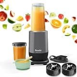 Preethi MiniBlend Compact Blender for Pures, Smoothies and Protein Shakes without Lumps, Razor Sharp Ninja Blades with 2 Leak-Proof Jars, Sip and Storage Lids