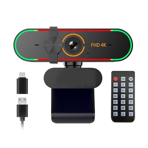 Rujcloud 4K Webcam for ASUS ROG Zephyrus G14 AW SE,with Microphone& Privacy Cover & Plug&Play,Works Zoom/Teams/Skype/Google Meet