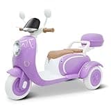 Beblinglet 12V Ride on Motorcycle, 2 Seater Kids Electric Moped Scooter with Storage Box, Music, LED Light, Horn, 2x50W Motor, 60 mins Ride Time, Ride on Toys for Girls Boys Ages 3-6, Purple